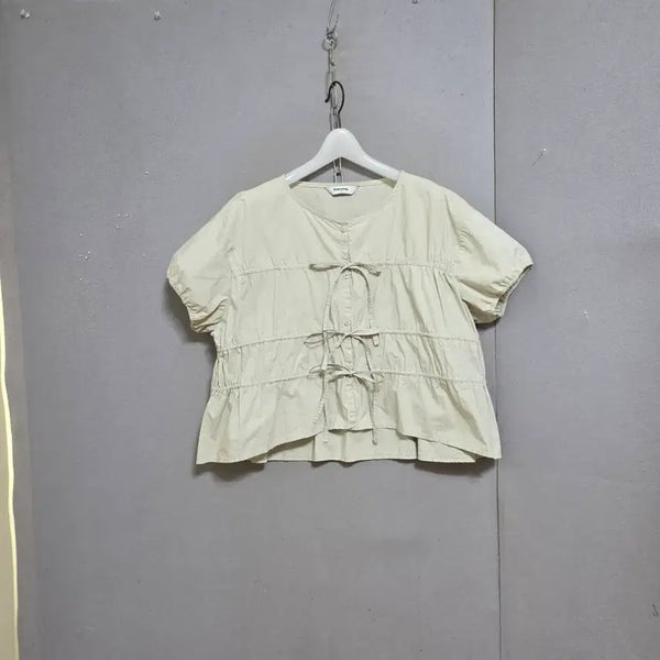 [BUNJANG] 8Seconds Ribbon Detail Blouse Beige / 에잇세컨즈 리본장식 블라우스 85  n5366