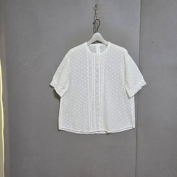 [BUNJANG] Small Pattern White Blouse / 작은수무늬 화이트 블라우스 F   n5367