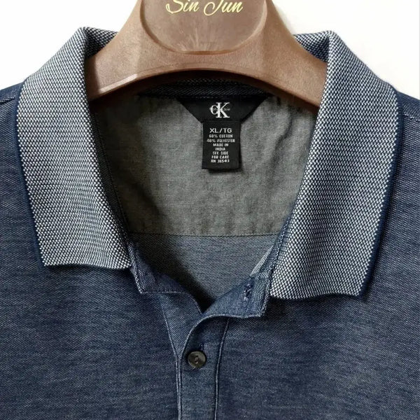[BUNJANG] Calvin Klein Satin Polo T-Shirt XL Navy / 캘빈클라인 새틴 pk 폴로티 110