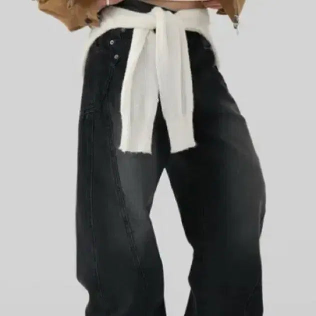 [BUNJANG] Autumn Low Curved Denim (Black, Short Length, M) / 어텀 로우커브드데님 (블랙,숏기장,M)