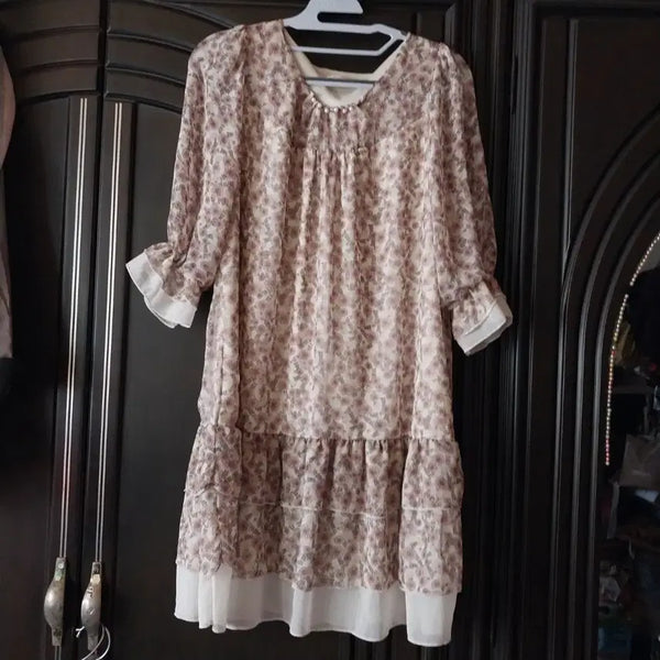 [BUNJANG] Floral Pattern Ruffle Chiffon Dress / 플로럴 패턴 프릴 쉬폰 원피스