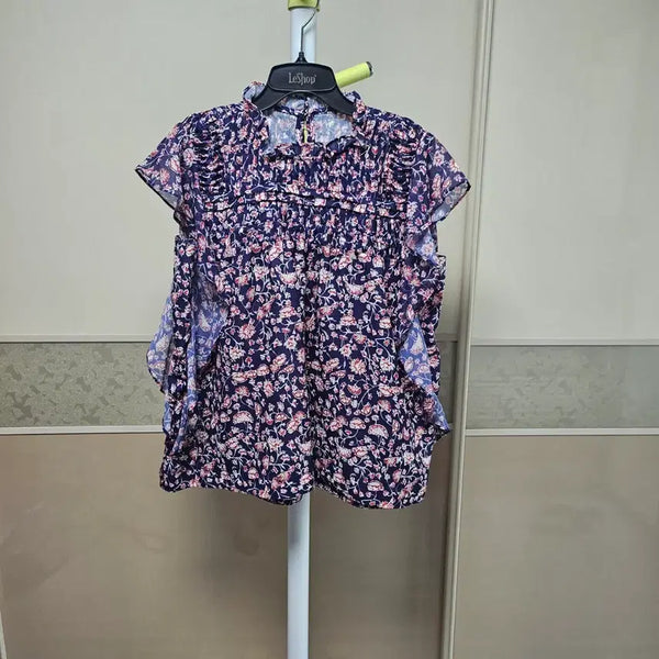 [BUNJANG] Frill Detail Floral Print Blouse / 프릴 블라우스