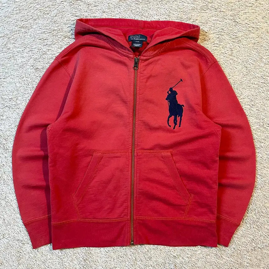 [BUNJANG] Polo Ralph Lauren Big Pony Logo Hooded Zip-Up Red Women's S / [여성 S] 폴로 랄프로렌 POLO 빅포니 로고 후드집업 레드