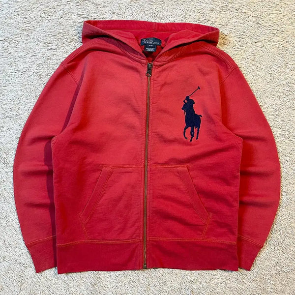 [BUNJANG] Polo Ralph Lauren Big Pony Logo Hooded Zip-Up Red Women's S / [여성 S] 폴로 랄프로렌 POLO 빅포니 로고 후드집업 레드