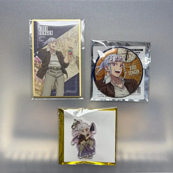 [BUNJANG] Demon Slayer Tengen Uzui Sunshine City Can Badge, Mini Shikishi, Acrylic Keyring Bundle Set / 귀멸의칼날 우즈이 텐겐 선샤인시티 캔뱃지 미니 색지 아크릴 키링