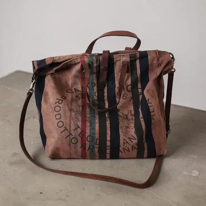 [BUNJANG] Campomaggi Leather Canvas Big Tote Bag / 이태리 Campomaggi 캄포마찌 가죽 캔버스 빅 토트백