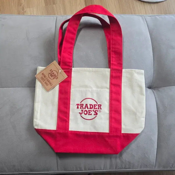 [BUNJANG] Trader Joe's Mini Red Canvas Tote Bag / (새상품) 트레이더조 미니 레드 토트백 캔버스백 에코백 가방