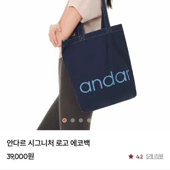 [BUNJANG] Andar Signature Logo Eco Bag Navy / 안다르 시그니처 로고 에코백 네이비 새상품