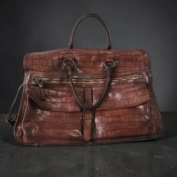 [BUNJANG] Campomaggi Brown Crocodile Pattern Leather Tote Bag / 이태리 Campomaggi 캄포마찌 토트백 브라운