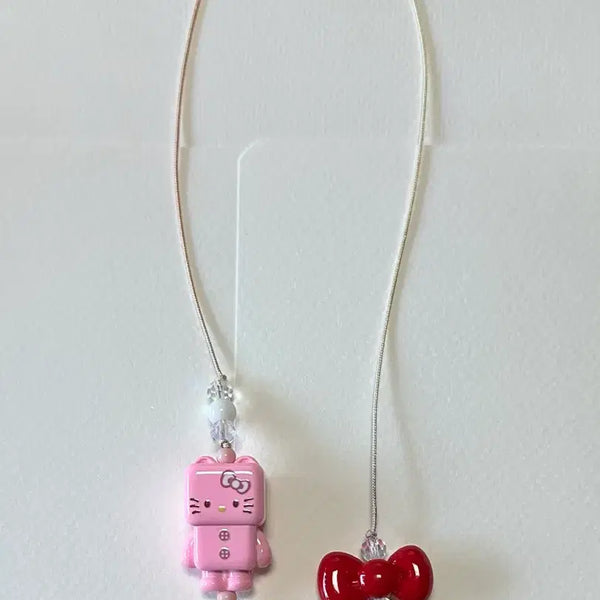 [BUNJANG] Handmade Hello Kitty Bookmark with Ribbon and Cloud Pendant / 핸드메이드 헬로키티 끈책갈피