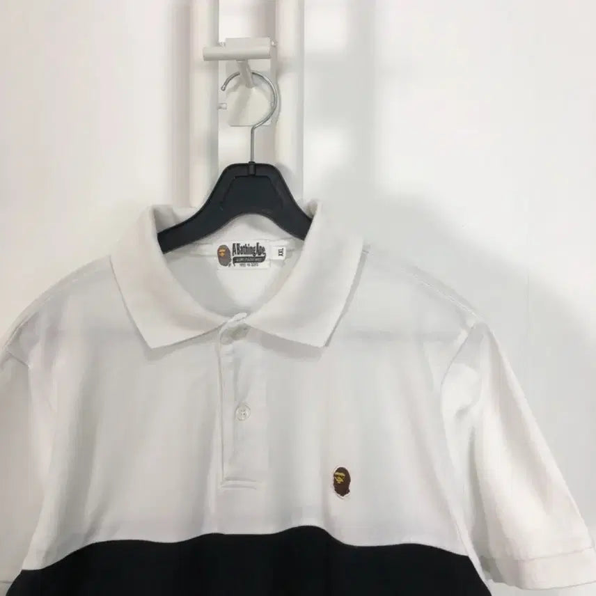 [BUNJANG] BAPE Head Logo PK Polo T-Shirt White/Black XXL / 베이프 정품 헤드로고 pk 티 흰검