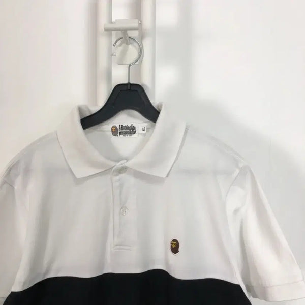 [BUNJANG] BAPE Head Logo PK Polo T-Shirt White/Black XXL / 베이프 정품 헤드로고 pk 티 흰검