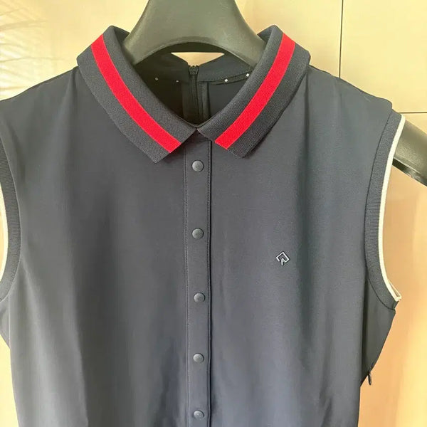 [BUNJANG] Renoma Golf Women's Colorblock Yoke Collar Sleeveless Dress / 레노마골프 여성 배색 요꼬 카라 민소매 원피스