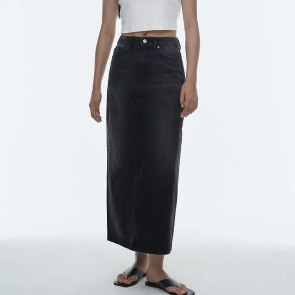 [BUNJANG] Musinsa Standard Denim Maxi Skirt Washed Black L / 무신사스탠다드 데님 맥시 스커트 / 워시드블랙 / L