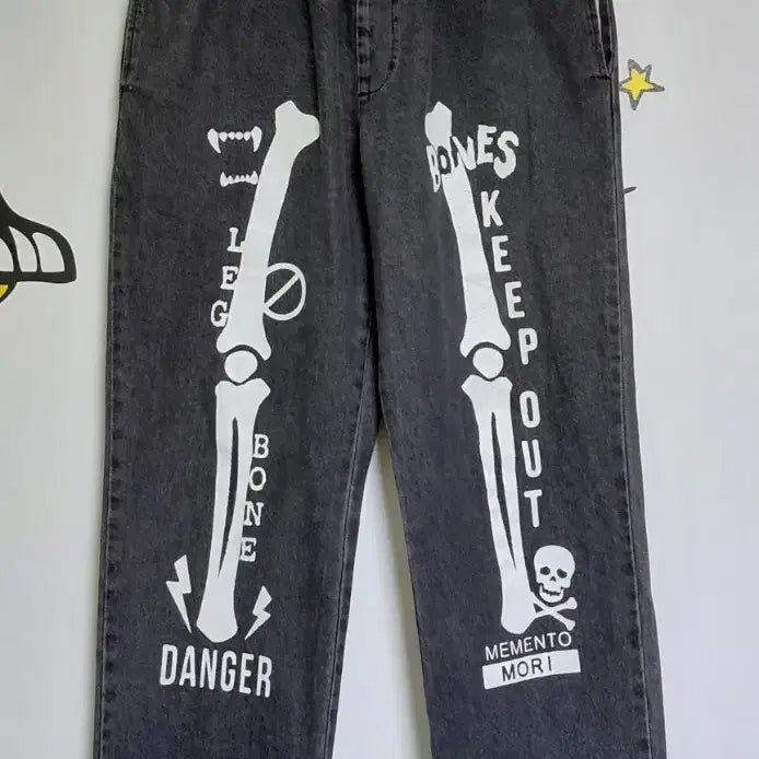 [BUNJANG] Attitude Makes Style Skeleton Bending Denim Pants Charcoal / [M] Attitude Makes Style 스켈레톤 밴딩 데님