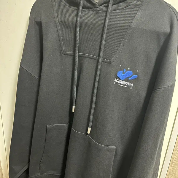 [BUNJANG] ZARA x ADER Error Embroidered Hoodie Sweatshirt Black S-M / 자라 x 아더에러 자수 후드 스웨트셔츠 블랙 S-M