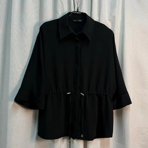 [BUNJANG] Zara 7-Sleeve Black Shirt Jacket with Drawstring / FREE 자라 zara 스트링  7부 블랙 셔츠형 자켓