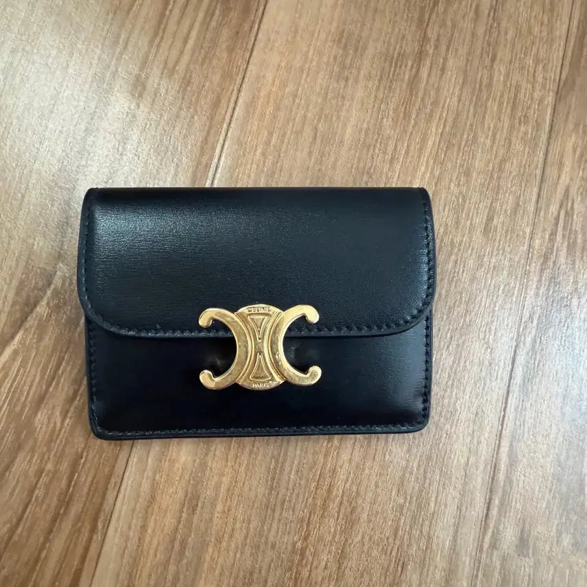 [BUNJANG] Celine Triomphe Bi-Fold Wallet Black / 셀린느 트리옹프 반지갑 블랙
