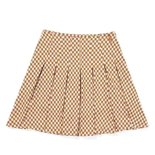 [BUNJANG] Malbon Women's Checkered Border Skirt Brown / 정품 말본 여성용 체크보더 스커트 25인치