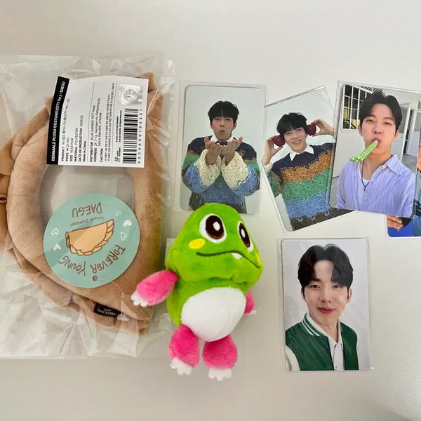 [BUNJANG] Day6 Dannimals Plush Costume Plush Doll Keyring Photocard Set / 데이식스 데니멀즈 데멀 플러시 코스튬 대구 만두 + 키링 + 도운 포카