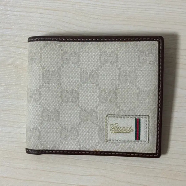 [BUNJANG] Gucci GG Logo Canvas Bi-fold Wallet Beige / 구찌 GG 로고 캔버스 반지갑 베이지