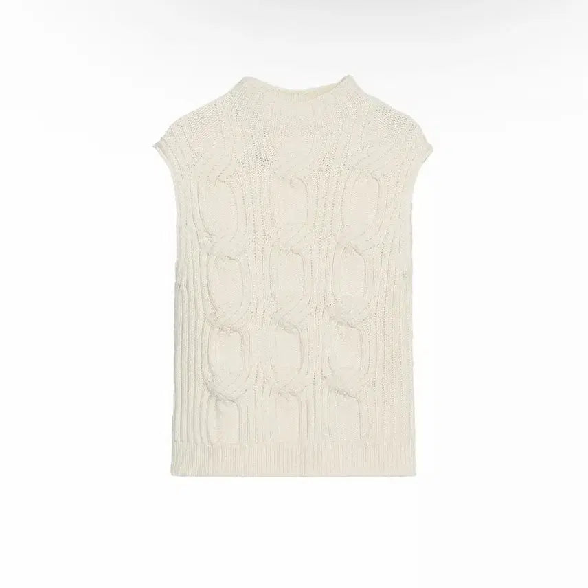 [BUNJANG] Zara Cable Knit Vest - Ivory / Zara 케이블 니트 베스트 아이보리