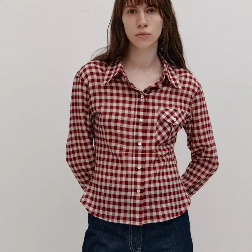 [BUNJANG] Farven Check Slim Shirt - Size S / Farven 파르벵 체크 슬림 셔츠 S
