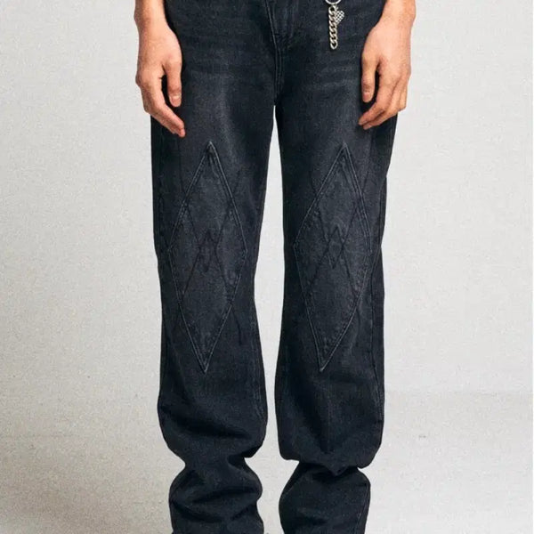 [BUNJANG] ETCE Diamond Patch Denim Washed Black / ETCE 다이아패치 데님 워시드 블랙 정가 17.5만 판매