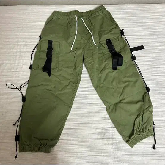 [BUNJANG] Unisex Khaki Cargo String Jogger Pants Vintage Y2K Unique / 남여공용) 카키 카고 스트링 조거팬츠 빈티지 y2k 유니크