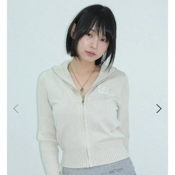 [BUNJANG] AZONE Zip-up Jumper Beige / 애즈온 zipup