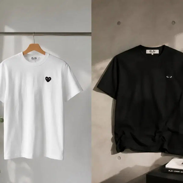 [BUNJANG] Comme des Garçons Black Heart Appliqué Short Sleeve T-Shirt / 특가)무료배송)꼼데가르송 하트블랙와펜   반팔티
