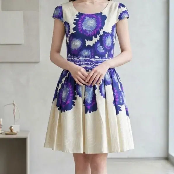 [BUNJANG] Miu Miu Style Silk 100% Floral Flare Dress / miu 미우 실크 플라워 플레어 원피스