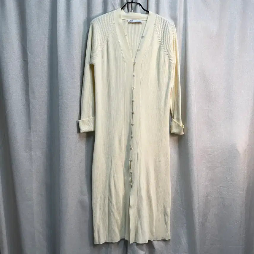 [BUNJANG] ZARA Viscose Ribbed Long Knit Dress - Ivory, Size L / [L] ZARA 자라 비스코스 골지 롱 니트 원피스