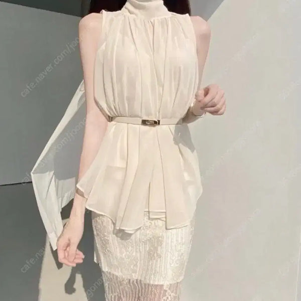 [BUNJANG] La Belle Blanche Birthday Blouse Black / 라벨르블랑 생일블라우스 블랙 -
