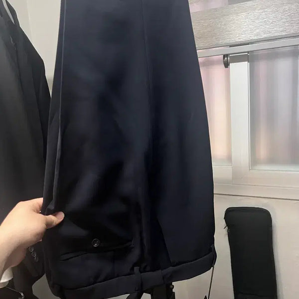 [BUNJANG] Musinsa Standard Whipcord Semi Wide Hidden Banding Slacks Navy / [새상품] 무신사 스탠다드 휩코드 세미 와이드 히든 밴딩 슬렉스 네이비