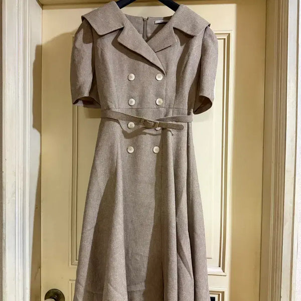[BUNJANG] Kenneth Lady Beige Belted Dress Size 55 / 케네스레이디 베이지 벨티드원피스 55
