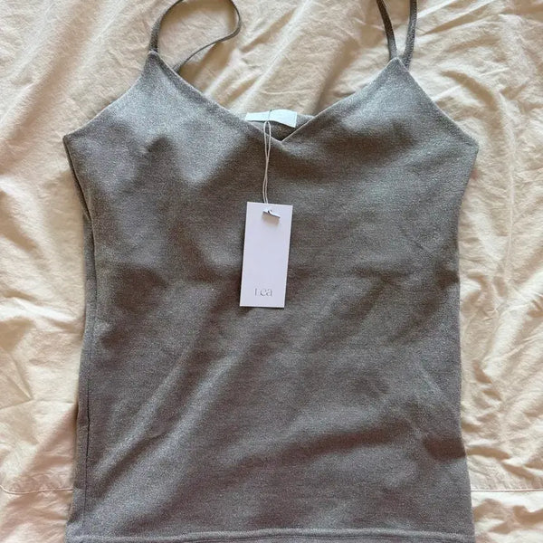 [BUNJANG] LEEA Glitter Sleeveless Top Silver / 르에 lea 글리터 슬리브리스 탑 실버 새상품