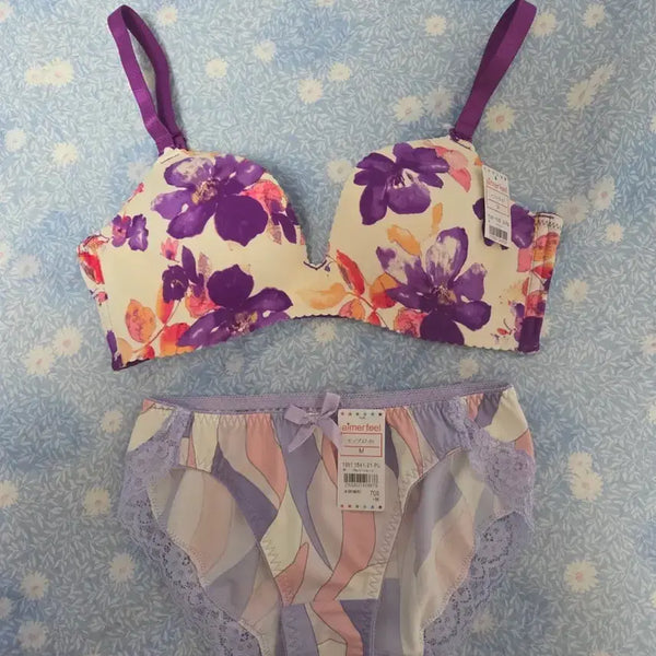[BUNJANG] Aimée et moi Flower Non-Wired Bra Panty Set M / [새상품] 에메필 플라워 노와이어브라 팬티 세트 M