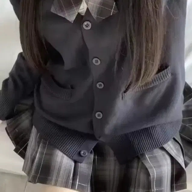[BUNJANG] Plaid Skirt Set with Ribbon - School Look / (가디건 제외) 일본교복 체크 스커트 체크무늬 리본, 치마 스쿨룩 세트