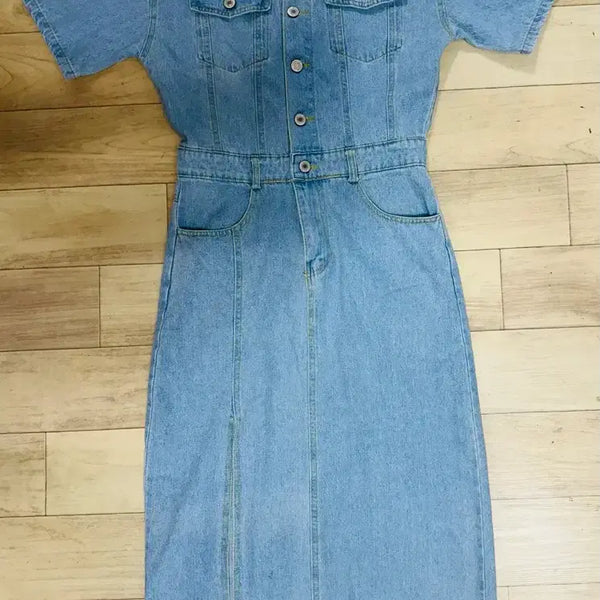 [BUNJANG] Short Sleeve Denim Shirt Dress - Size M / 반팔 데님 셔츠 원피스 M 사이즈