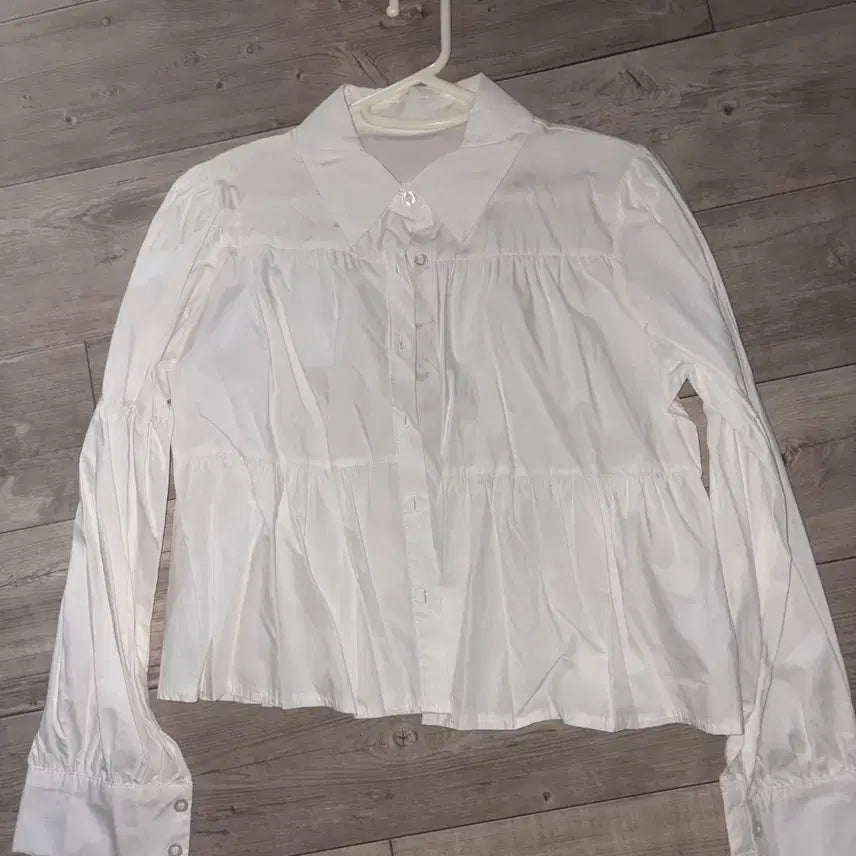 [BUNJANG] White Cropped Ruffle Blouse / 크롭 화이트 캉캉셔츠