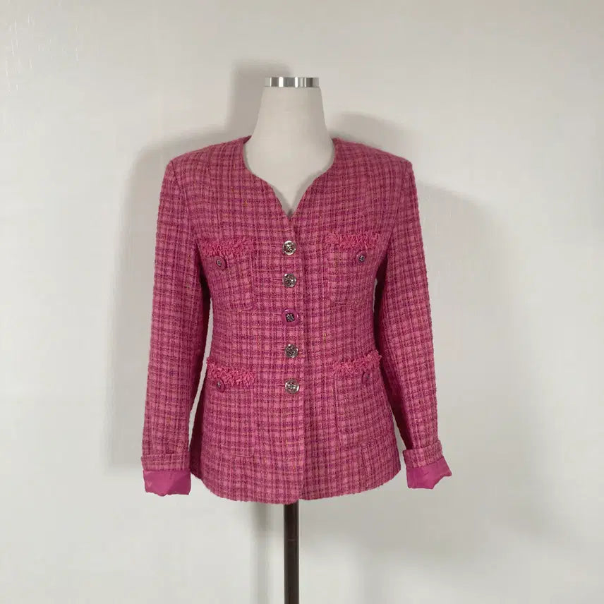 [BUNJANG] SEO Women's Pink Tweed Jacket Size S / SEO여성핑크트위드자켓S호호상점