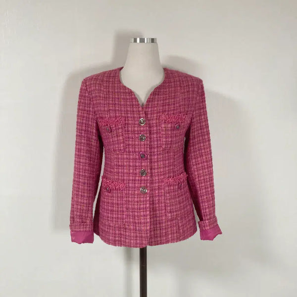 [BUNJANG] SEO Women's Pink Tweed Jacket Size S / SEO여성핑크트위드자켓S호호상점