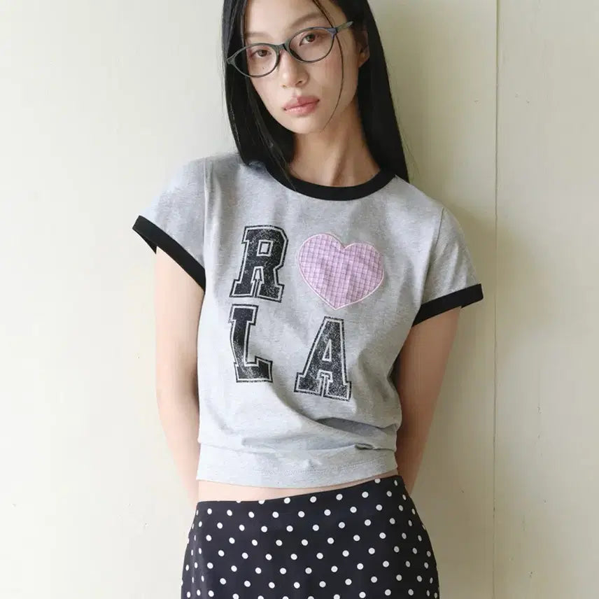 [BUNJANG] Rolarola Patchwork Ringer Short Sleeve T-Shirt / 로라로라 패치워크 링거 반팔 티셔츠
