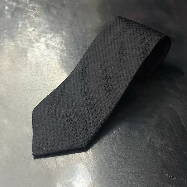 [BUNJANG] Christian Orani Black Silk Stripe Dot Pattern Necktie / 크리스찬 오라니 스트라이프 도트 패턴 블랙 실크 넥타이 일본 결혼 락시크