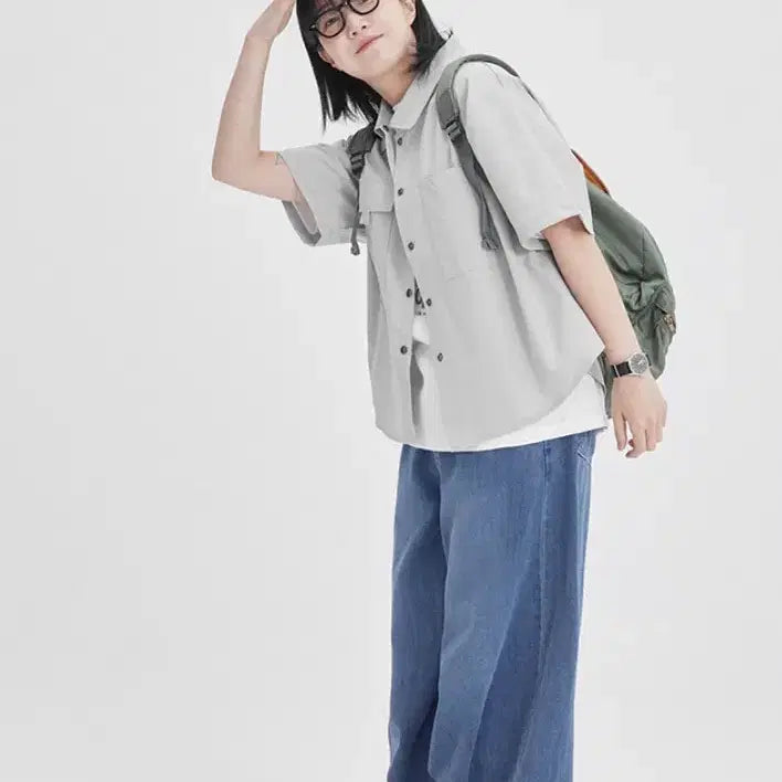[BUNJANG] Gray Pocket Shirt / 그레이 포켓 셔츠
