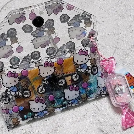 [BUNJANG] Hello Kitty Glitter Clear PVC Card Holder / 헬로키티 글리터 투명 pvc카드지갑