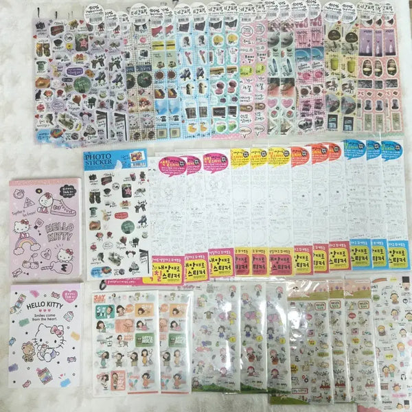 [BUNJANG] Vintage Kitty Sticker Bundle Set / 일괄) 고전문구 스티커 키티 메모지 처분 고전스티커