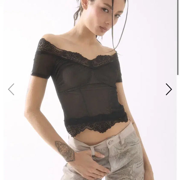 [BUNJANG] Badee Off Shoulder Sheer Top / 배디 badee 오프숄더 off shoulder sheer top 탑