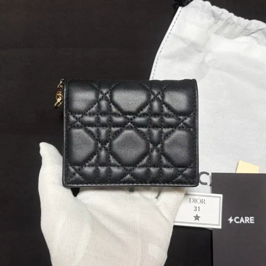 [BUNJANG] Dior Lady Bloom Cannage Lambskin Card Holder Black / [S급/풀구성] 디올 레이디 블룸 까나쥬 양가죽 카드지갑 블랙